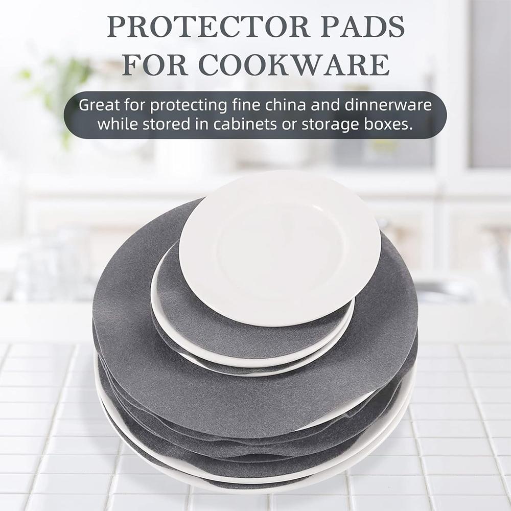 LMETJMA Vilten Bordverdelers Beschermers Dik Vilten Ronde Bordenscheiders Pads China Borden Opslag Beschermers Pads met 3 Maten