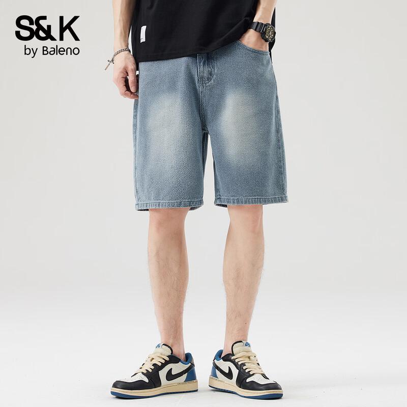 Baleno Men s S&K Series Washed Straight-Fit Denim Shorts 34