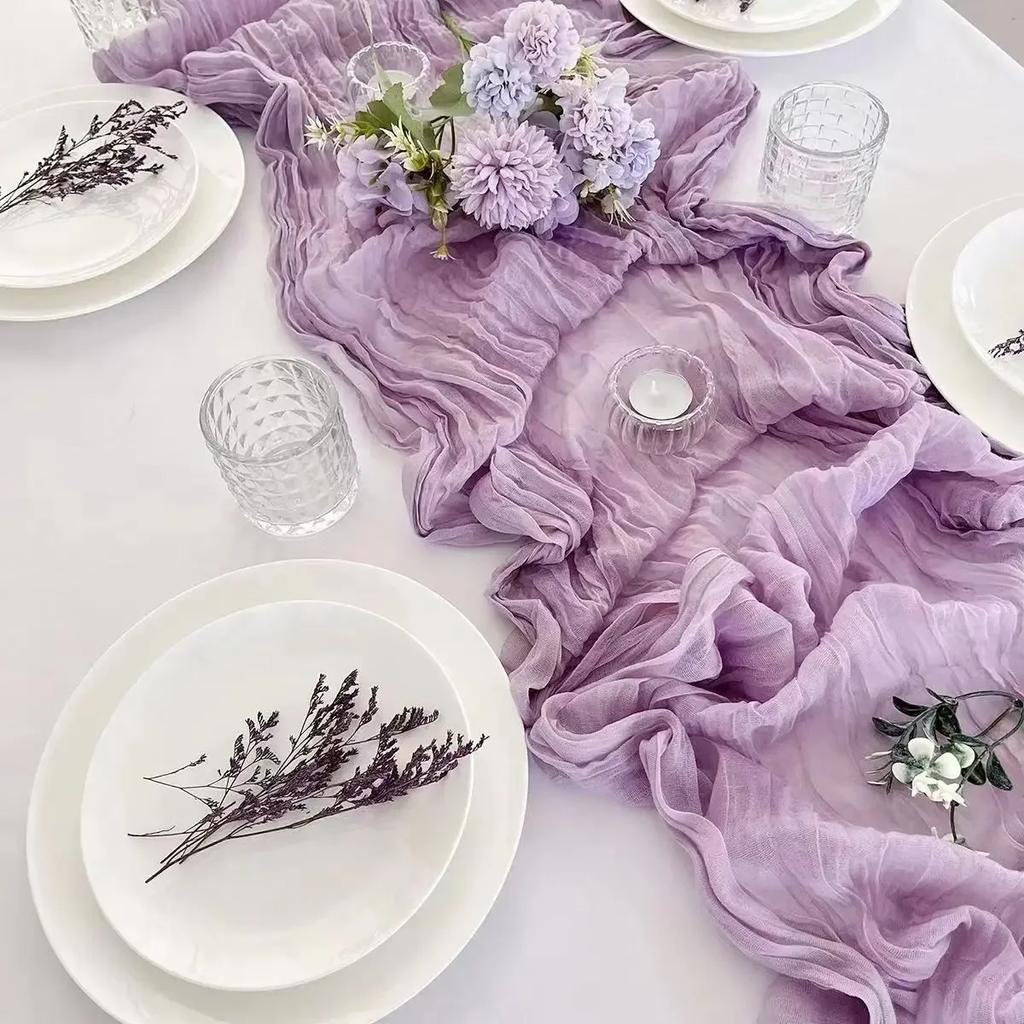 Bali Ruffled Látka Stolní Vlaječka Evropský Twist Ubrus Svatební Party Dekorace Ruffled Bohemian Table Runner Bytové Doplňky