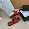 French Thick-soled Wedge Pleated Word with Open-toed Cool Slippers for Women To Wear Summer Evening Breeze Casual Beach Sandals