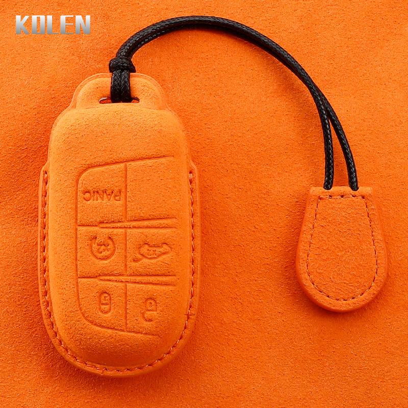 Leather Car Key Case Cover Shell Fob For Jeep Renegade Compass Grand Cherokee For Chrysler 300C Wrangler Dodge Ram 1500 Journey