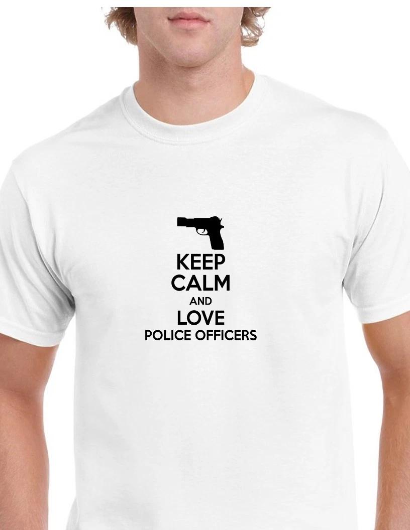 

Keep Calm & Love Police Officers Gun Thin Blue Line Black White Cotton T-Shirt XL