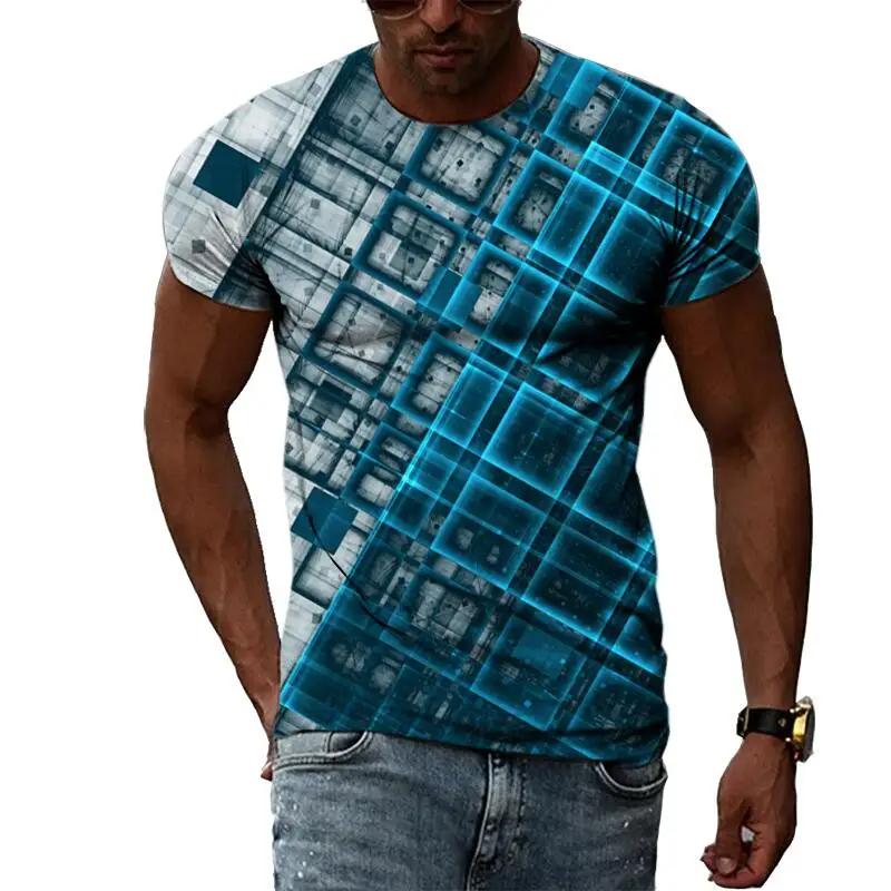 Fashion Men's T-shirt Multidimensional Graphic 3D Print Harajuku Personality Round Neck Short Sleeve Top Oversized Loose Top