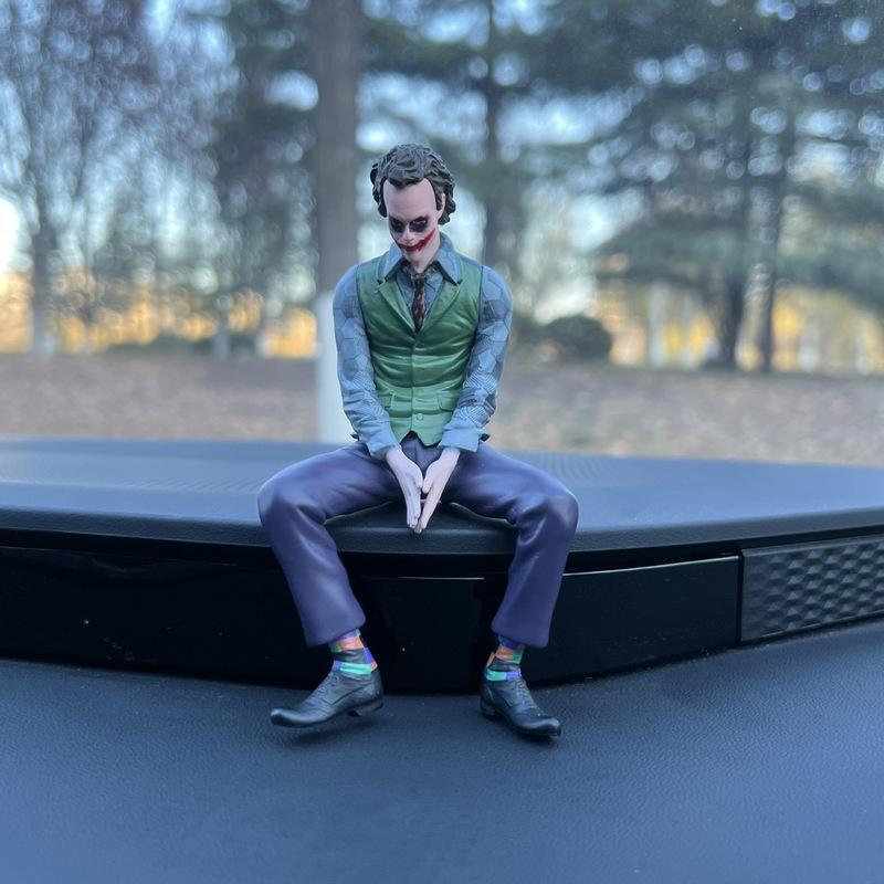 Interesting Toys Unisex Roof Decoration Joker Heath Ledger Sitting Posture Figures Car Ornament Doll Tail And Roof Pendant Model Statue Collectable Toys