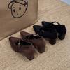 New Pointed High-heeled Retro Mary Jane Shoes Suede French Skirt 2025 Single Shoes Women's Shoes Thick Heel with Autumn