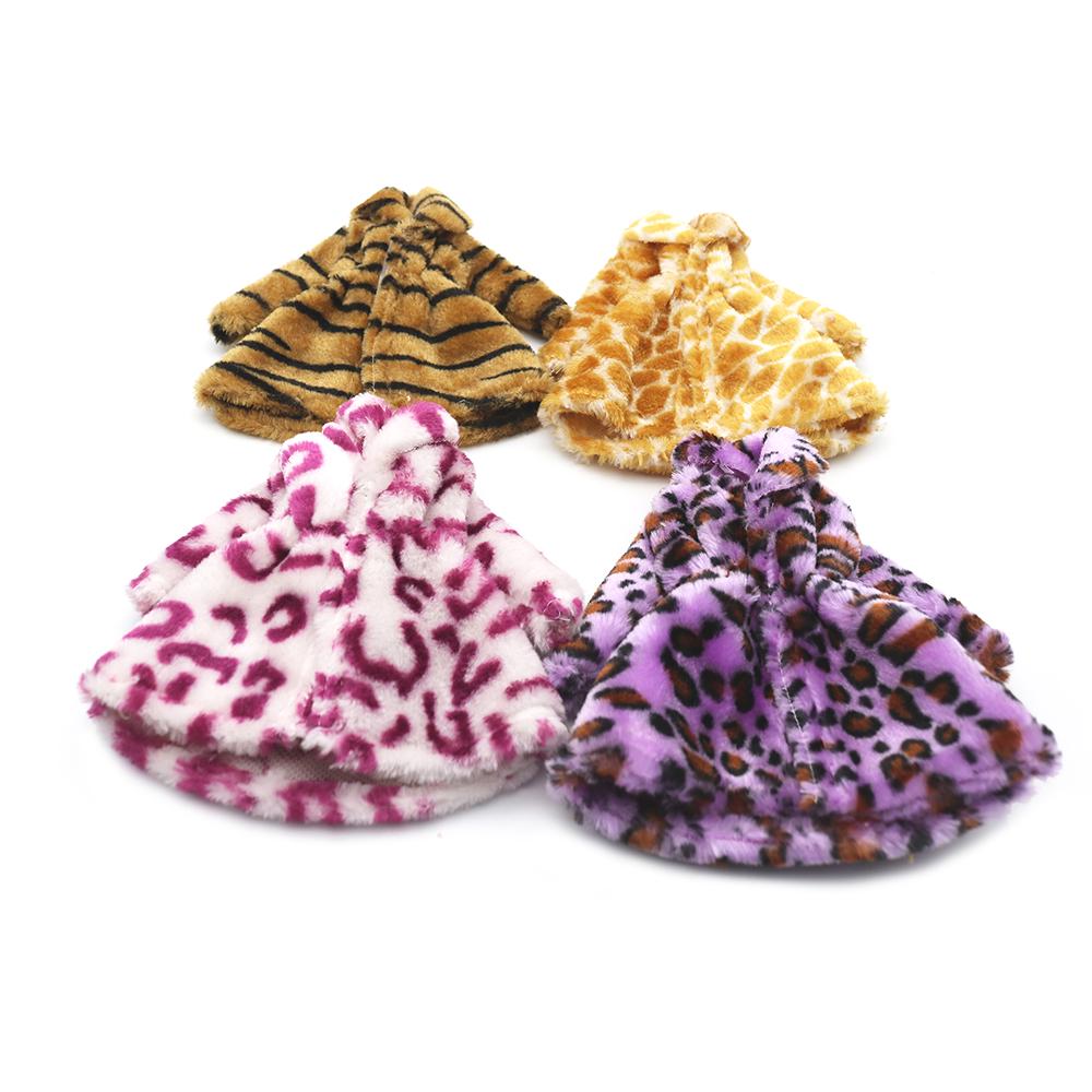 Fashion Clothes for Doll Leopard-printed Plush Coat Doll Clothes Accessory for Kids Toy Present