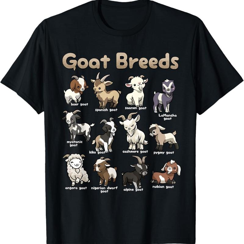 

Educational GoaT T Shirt Breeds Farm Animals of the World - Men s Summer Cotton Graphic Tee S разноцветный