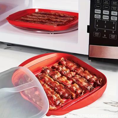 Bacon de Micro-ondas Bacon de Micro-ondas Panela para Bacon com Tampa Anti-respingos Segura e rápida Faça bacon crocante em minutos facilmente
