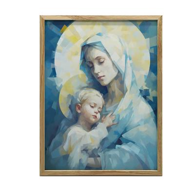 Mother's Love: Mary With Baby Jesus Motherly Love: Mary With Baby Jesus, 50X70 Cm, Unframed, Premium Canvas On Stretcher