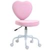 Silla giratoria, Bonito diseño de corazón, Altura regulable, Funda de tela con aspecto de lino, Rosa, 42 x 50 x 79-89 cm