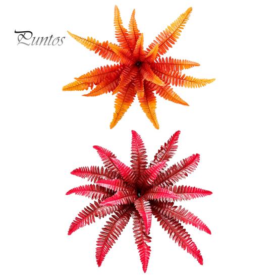 Decorative Branches for Terraces Artificial Fall Fern Plants, 18 Heads Autumn Orange Fake Persian Marine Theme Landscape Decorations Greenery Bushes,