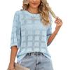 Women's Casual 3/4 Sleeve Loose Tunic Tops Lightweight Crochet Knit Summer Sweaters Blouses