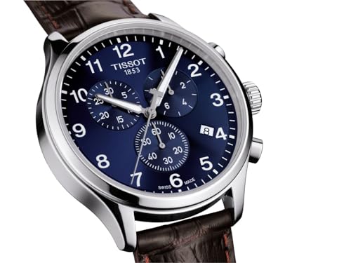TISSOT Chrono XL Classic Watch with Leather Strap, T1166171604700, Men's, Blue Dial