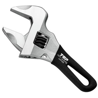 TOP Industrial Adjustable Short Work Made In Japan (TOP) Zero-Back Wrench, Wide, 0-43mm Opening, Black, Zero-Back Worm, HM-43MSBK, Tsubame-Sanjo,
