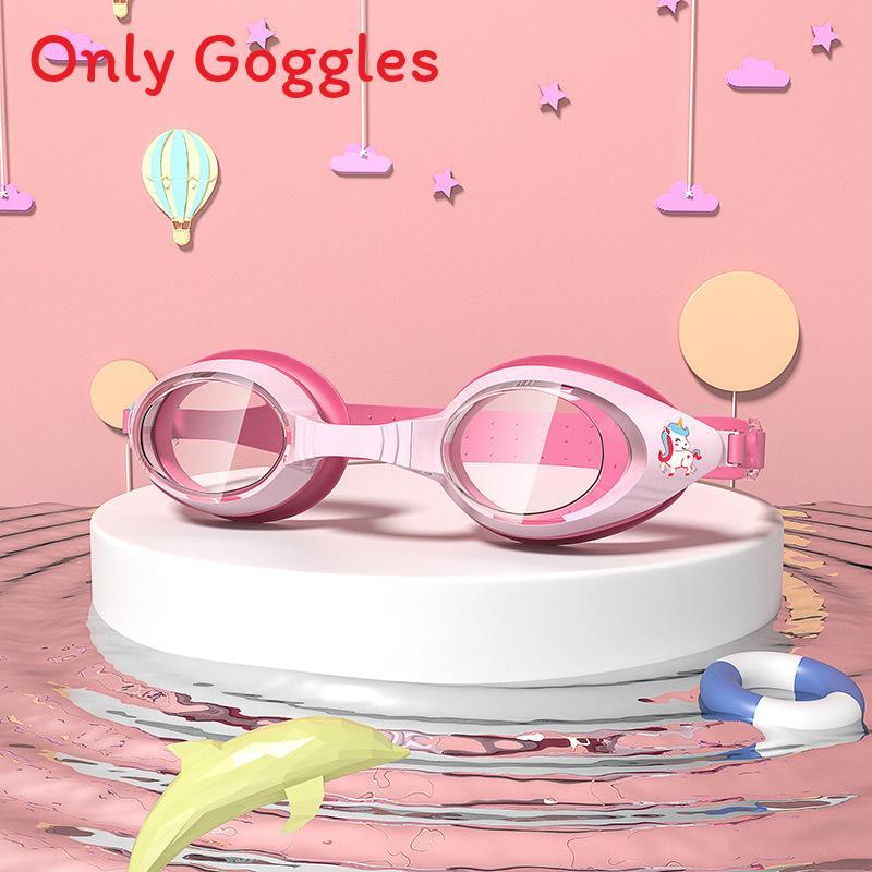 

Kids Waterproof Antifog Swim Goggles With Cartoon Design For Children Pool Use рожевий