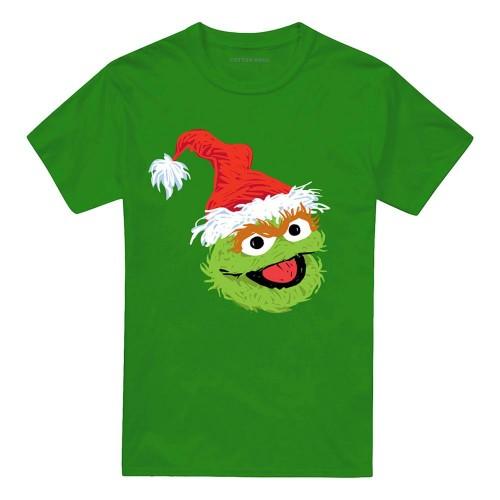 Sesame Street Unisex Adult Oscar The Grouch Scribble Christmas T-Shirt