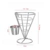 French Fries Stand with Sauce Set Rust Proof Metal Chip Cup Holder Fried Chicken Display Rack Basket Party Kitchen Supply