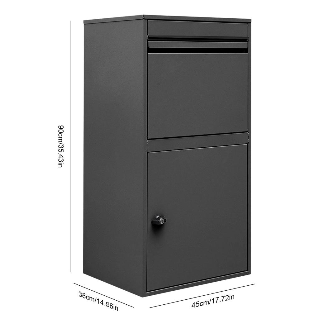Black Metal Anti Theft Parcel Holder Large Capacity Lockable Design Waterproof Weatherproof Storage for Home Outdoor Delivery
