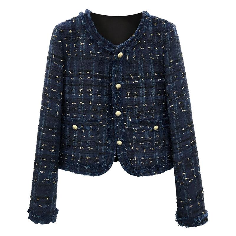 New Blue Light Luxury Celebrity Xiaoxiangfeng Suit Short Jacket Women's Autumn and Winter High-end Trendy Versatile Top