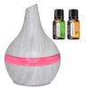 300ml Wood Grain Essential Oil Diffuser & Humidifier  USB Powered, Ultra Quiet Aromatherapy Diffuser with 2 Oils, Stylish Home &