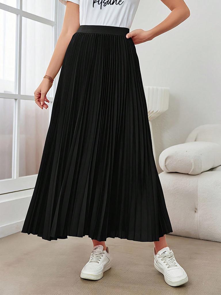 Women's Elegant A-Line Umbrella Skirt Polyester Midi Dress