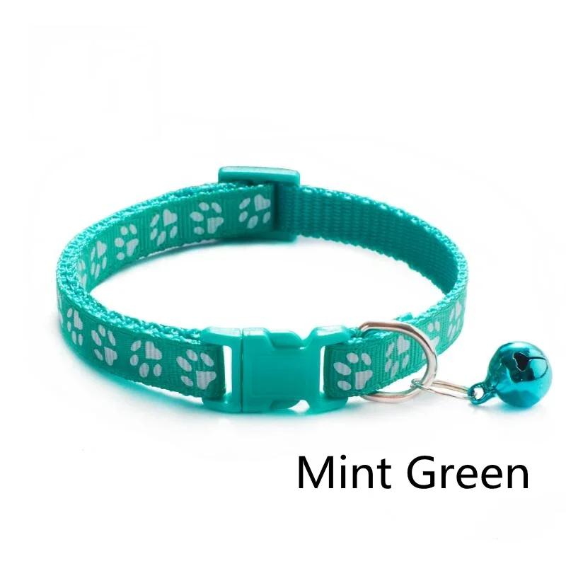 5pcs Adjustable Pet Collar With Bell Cartoon Footprint Colorful Puppy Cat Accessories Kitten Collar Safety Bell Ring Necklace