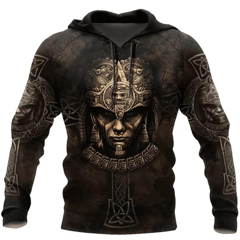 Mexico Aztec Hoodie 3D Printed Vintage Mexican Totem Sweatshirt Men Clothes Long Sleeves Outdoor Sports Pullover Hoodies Coat
