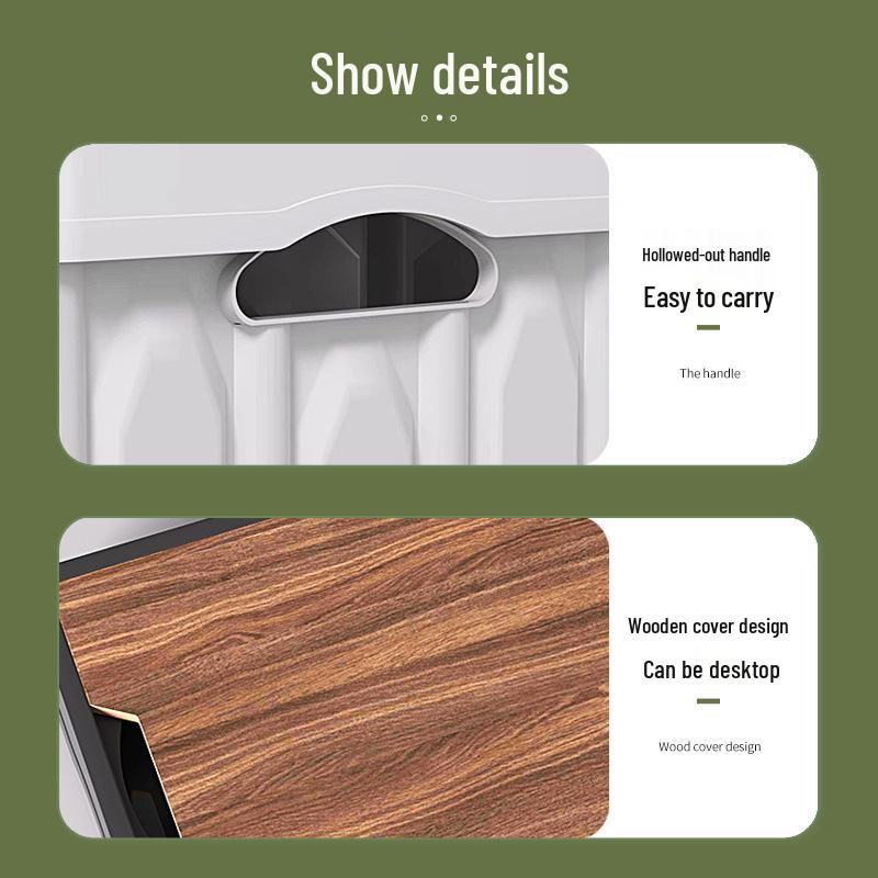 2025 Large-Capacity Multifunctional Wood Grain Folding Storage Box for Outdoor Camping