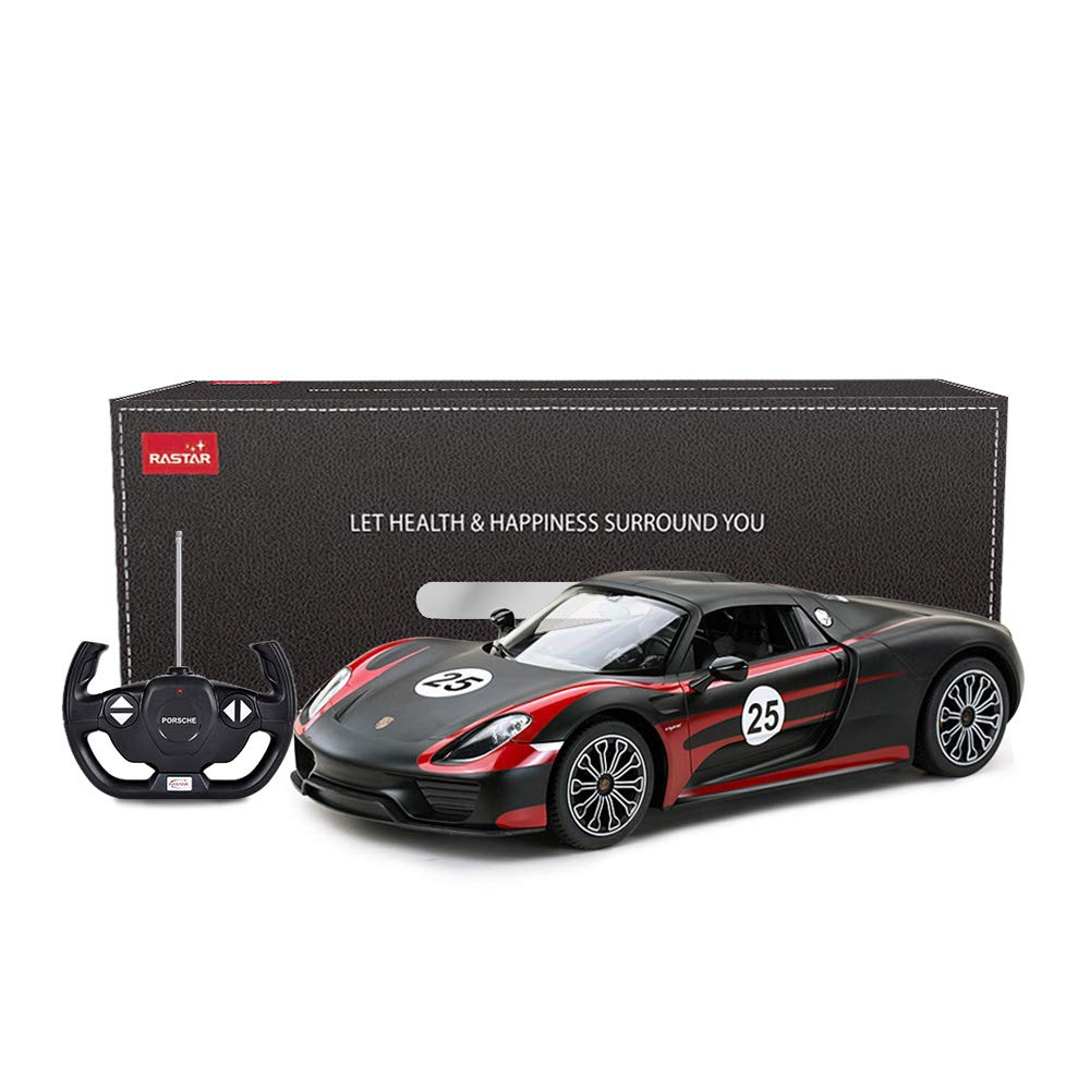 Porsche RC model RASTAR scale Porsche 918 Spyder toy car with black car, 1/14 lighting,