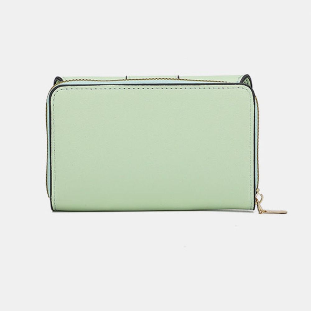 Foldable Three Fold Wallet Zipper Women Card Holder Retro PU Leather Short Wallet Women