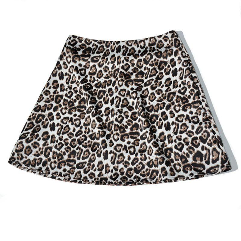 Leopard Floral High Waist Zip Skirt Women's Leopard Print Floral High Waist Zip Skirt