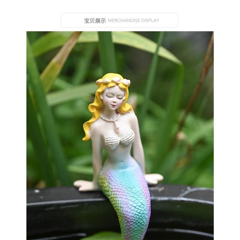 Fish tank landscaping Mermaid Garden Terrace Garden Decoration Desktop Home Resin Ornament Pool Balcony Decoration