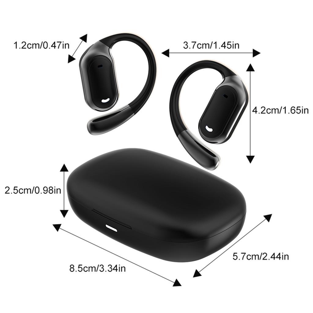 Wireless BT 5.4 Earbuds with Charging Case, Painless Ear Hook Sports Headset, Music Earphones, Low Latency Gaming