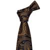 Barry.Wang Gold Black Jacquare Ties Fashion Set Hanky Cufflinks Neckties for Men Woven Silk
