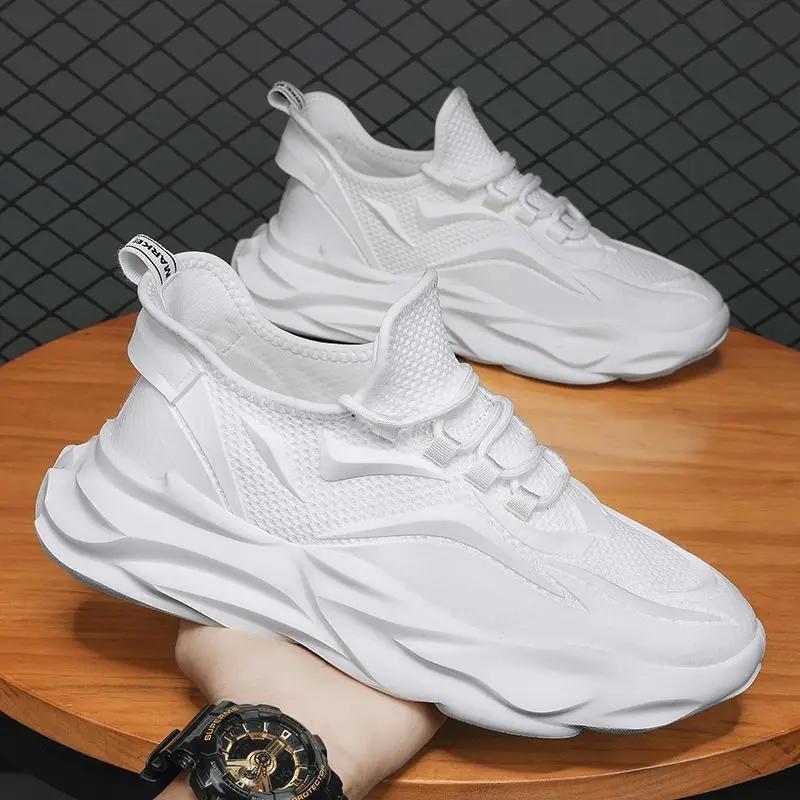 Sneakers Estive Traspiranti da Uomo Scarpe da Corsa in Mesh Confortevoli Scarpe da Tennis Casual alla Moda con Lacci Scarpe con Plateau Coreane da Uomo