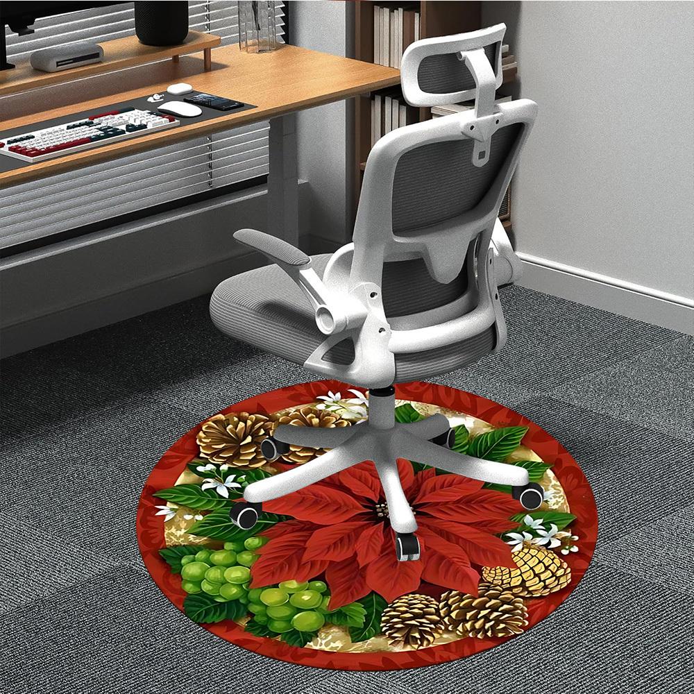 

1PC Christmas Wreath Chair Carpet for Office, Indoor Non-Slip Washable Carpet, Soft Comfortable Mat For Office Room yy250930120 80cm by 80cm