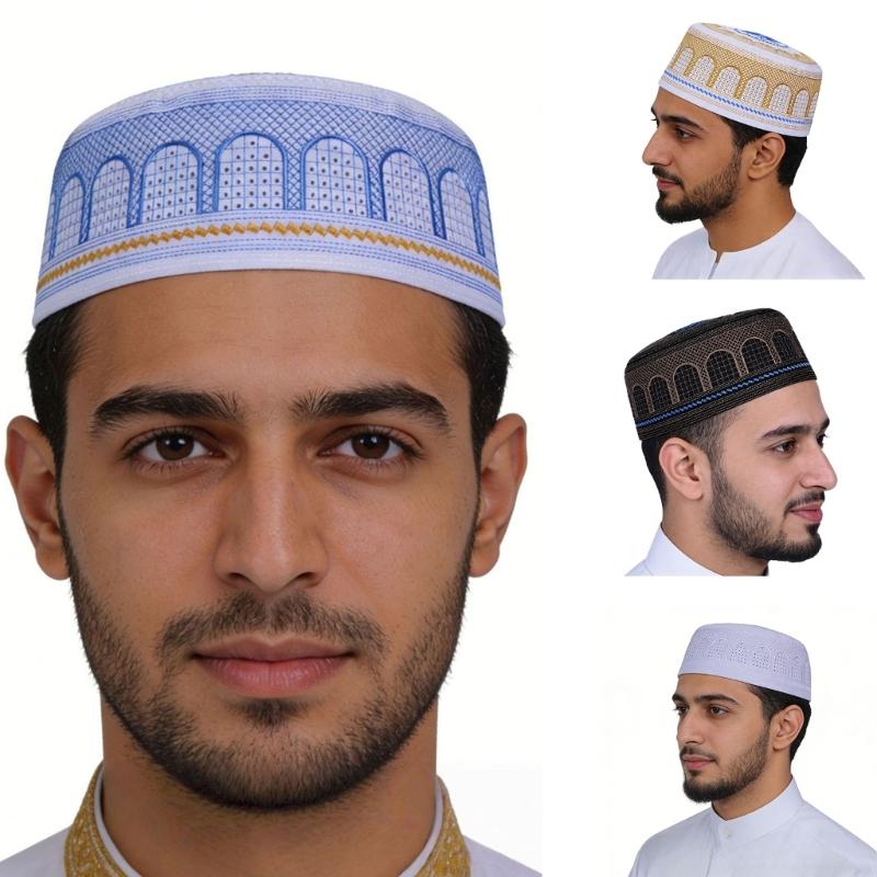 Lightweight Breathable Polyester Embroidered Hat Stylish Muslims Headwear Perfect For Outdoor Activities And Travel