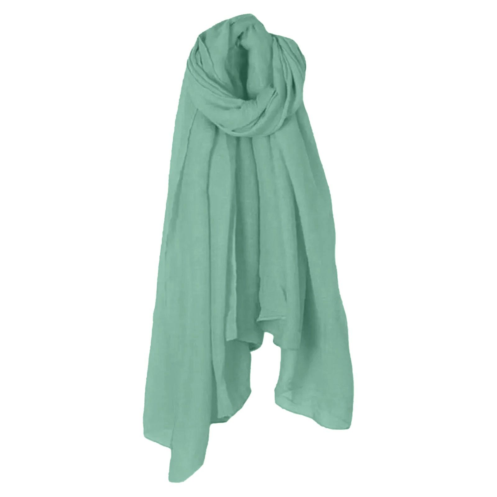 

Шарф з бавовни та льону, жіноча весна та літо, нова етніка, однотонна шаль, цукерковий колір, плісирований шарф, шовковий шарф із хіджабом One Size