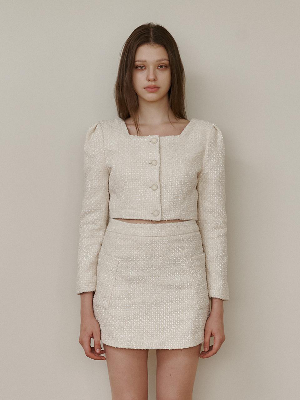 Kinder Baby Ivory Pearl Tweed Blouse Jacket Ivory/Free