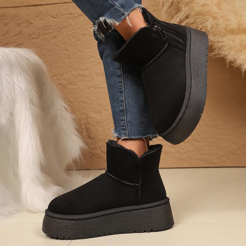 Side Zip Decoration Snow Boots Women 2025 Winter Fashion Thick Bottom Furry Ankle Boots Warm Short Plush Booties