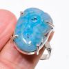 Blue Druzy Slice Gemstone Handmade 925 Sterling Silver Jewelry Ring Size 9 KJ-328