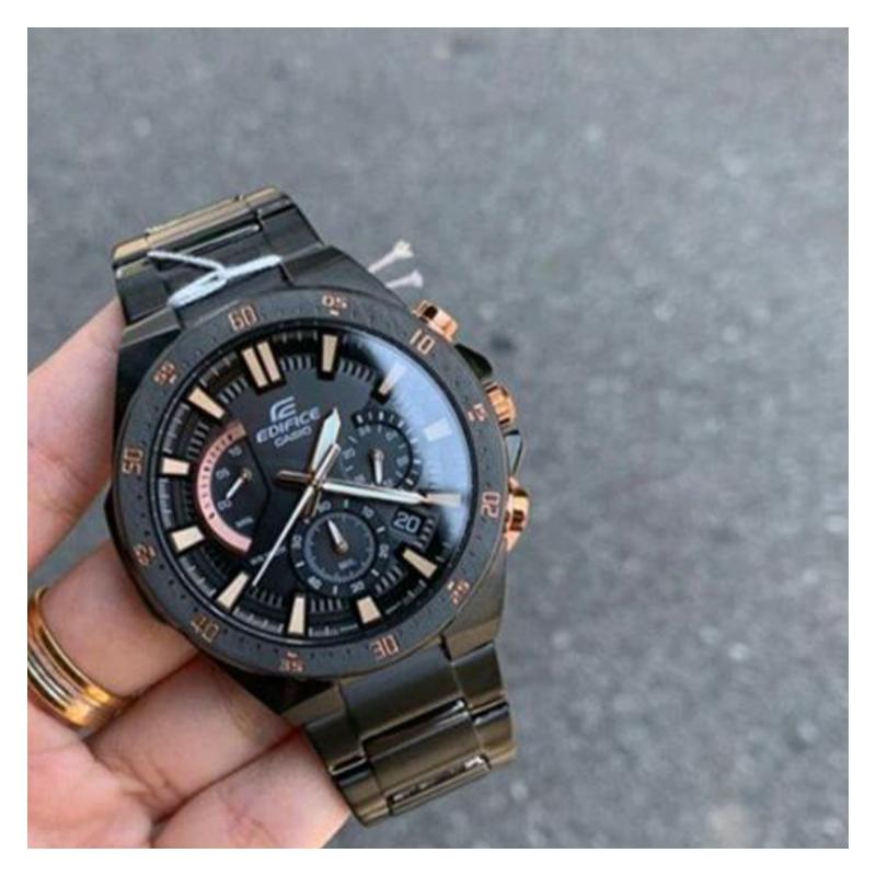 Casio CASIOEDIFICE Series, Versatile Black Gold Color, Quartz Movement, Stainless Steel Strap, Japanese and Korean Watch, Men's Watch, EFR-563DC-1A