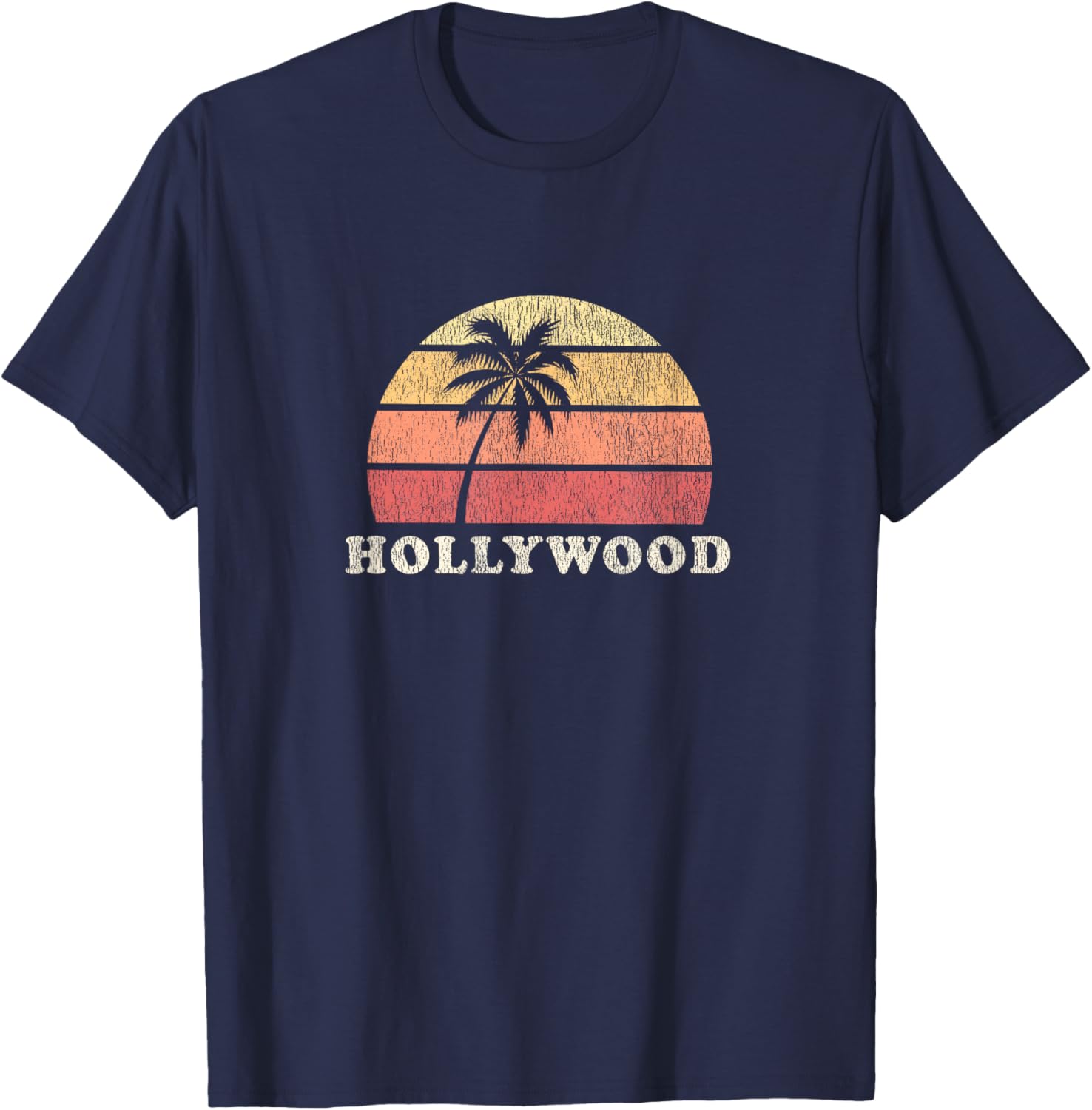 Hollywood CA Vintage 70s Retro Throwback Design T-Shirt S разноцветный