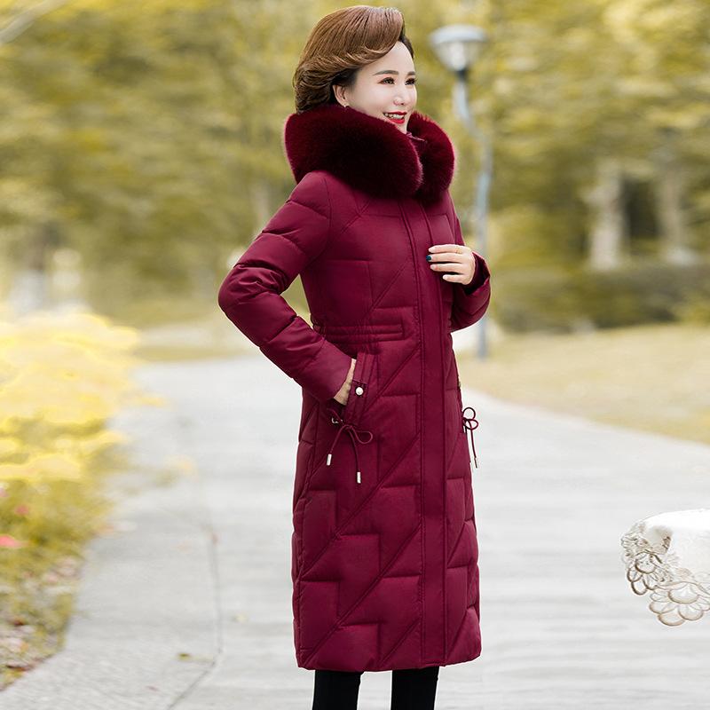 Women's Winter Warm Parker Coat Thickened Long Knee Jacket Waisted Warm Coat