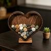 Holz-Herzförmige Muschelglas-Displaybox Küsten-Displayrahmen für Muscheln Sand Strandurlaub Tischdekoration Andenken Geschenk für Strandliebhaber