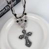 Luxury Vintage  Chain Imitation Pearl Chain Necklace For Women Punk Cross Pendant Choker