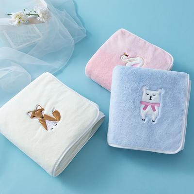 Towel Class A Children's Cartoon Small Animal Thickened High Gram Weight Coral Fleece Bath Towel Cute Embroidery Wrap Bath Towel