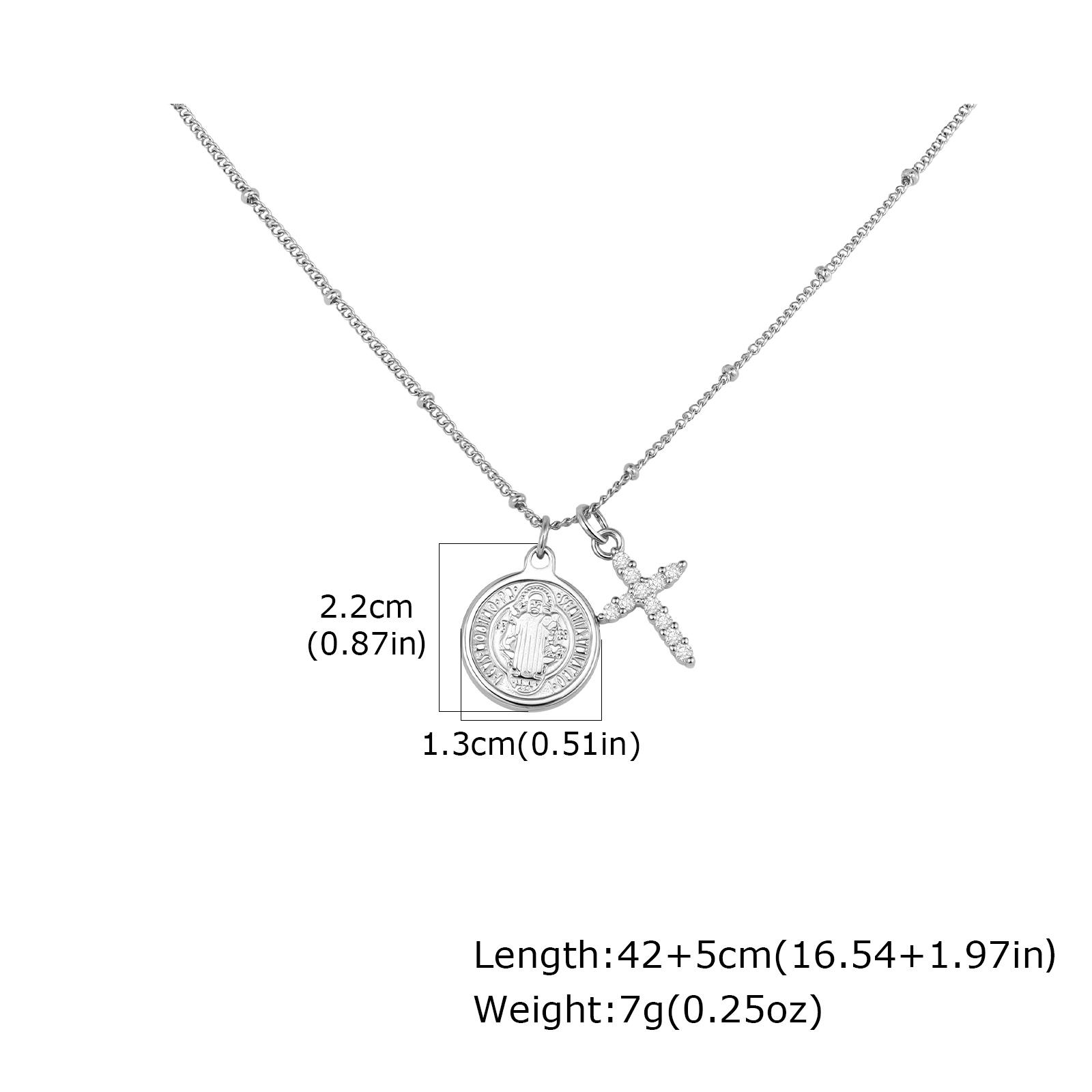 

Vnox Stainless Steel Virgin Mary with Copper Zirconia Cross Pendant Necklaecs, Women s Necklace Religious Amulet Gifts