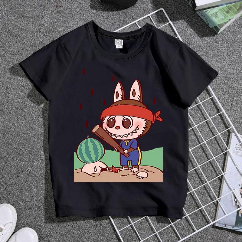 Kreslený elf grafický Labubu dětské potištěné tričko léto dámské ležérní venkovní dívčí trička s krátkým rukávem top oblečení