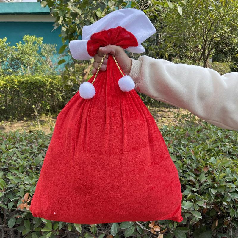 1PC with Drawstring Cord for Xmas Present Toys Sack Bags 70x50cm Velvet Large Santa's Present Santa Claus Bags Christmas